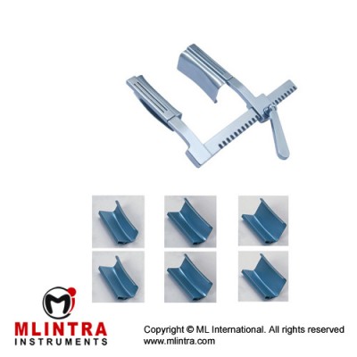 Dubost Thoracic Retractor Arm length 185mm,Curved,with interchangeable Blades(3 pair) Consists: Small blade Medium blade Medium blade